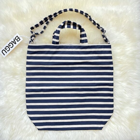 NWT Baggu Zip Duck Bag - Navy Stripe - Picture 1 of 10